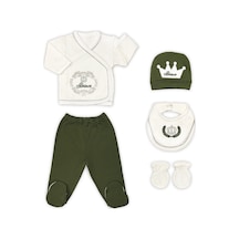 Sema Baby Prens Lüks 5 Parça Hastane Çıkışı Zıbın Seti - Yeşil Çok Renkli