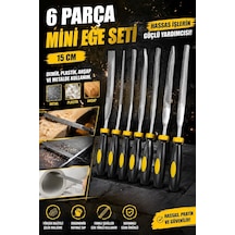 Tr 6'li Hassas Mini Eğe Seti 150 Mm Ergonomik Saplı El Eğesi Takımı Metal Ahşap Plastik Modelcilik Hobi Takı Ve