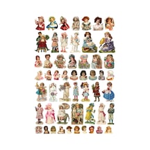 53 Adet Vintage Art Sanat Sticker Seti - Etiket Seti Scrapbook Bullet Journal Çok Renkli