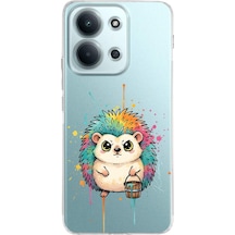 Xiaomi Redmi 15c 4g İle Uyumlu Splash Kirpi Tasarımlı Şeffaf Silikon Kılıf Şeffaf