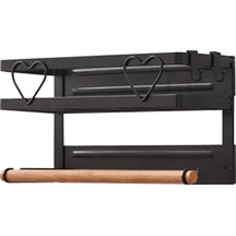 Suntek Çamaşır Odası Havlu Manyetik Baharat Raf Paslanmaz Buzdolabı Organizatör Raf Siyah