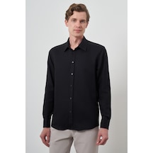 Morven Erkek Siyah Manşetli Slim Fit Sert Yaka Gömlek 25mc004031001 Siyah Siyah