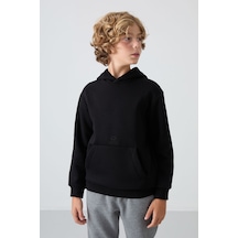 Tommylife Tommy Life Siyah Pamuklu Kalın İçi Tüylü Yumuşak Dokulu Standart Fit Baskılı Erkek Çocuk Sweatshirt - 11215 Siyah