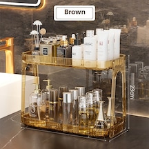 Skycity Banyo İçin Çift Katlı Pet Malzeme Kozmetik Dolabı - Geniş Kapasiteli Makyaj & Bakım Ürünleri Depolama Rafı 33x16x23cm Kahverengi Diğer