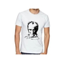 Salarticaret Unısex Atatürk Baskılı Beyaz Kısa Kollu T-shirt