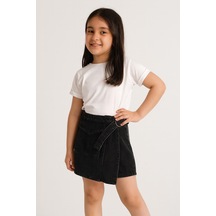 Kız Çocuk Füme Denim Şort Etek - 0536 Siyah