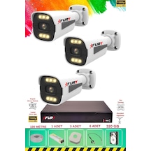 Fury 3 Kameralı 6 Warm Led Gece Renkli Görüş-cepten İzle-su Geçirmez Güvenlik Kamerası Seti 320gb