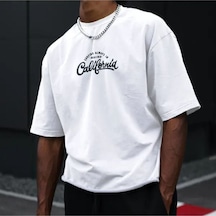 Altamira Erkek Göğüs California Baskılı Oversize Bisiklet Yaka T-shirt 001