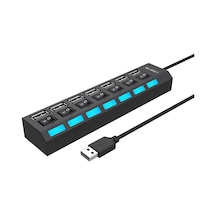 7 Port Usb Hub Çoğaltıcı - Işıklı Ve Açmakapama Anahtarlı Çoklu Usb 2.0 Adaptör Tak&çalıştır