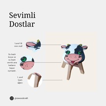 Sevimli El Yapımı Ahşap Çocuk Taburesi