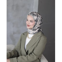Bushu Lavender Twill Eşarp - Çiçek Desenli Mor haki