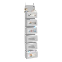 6 Katlı Kapı Arkası Düzenleyici Raf Bebek Eşyası Çocuk Odası Banyo Organizer Gri - Beyaz Çizgili