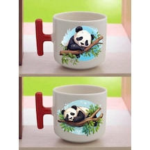 Ağaçta Panda Bakılı Latte Kupası - Karne Hediyeleri, Kişiye Özel Hediye Beyaz