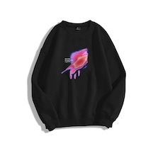 Unisex Ungrateful Bisiklet Yaka Sweatshirt Siyah Siyah