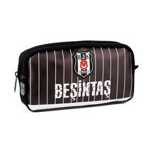 Beşiktaş Suni Deri Üzerine İnce Çubuk Desenli Erkek Çocuk İki Bölmeli Kalem Çantası - Me25355 Çok Renkli