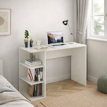Kidy Woody Çalışma Masa - Raflı Çlışma Masa - Ofis Masası - Ders Masası 120 60 74 Cm Beyaz