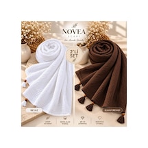 Genel Markalar Müslin Şal 2 Li Set Beyaz+kahverengi - 921784972 Beyaz+kahverengi
