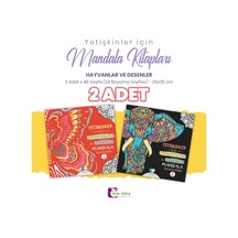 Yetişkinler için 2 Adet Hayvanlar ve Desenler Mandala Kitabı