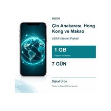 Çin Anakarası, Hong Kong Ve Makao Esım İnternet Paketi 1 Gb 7 Gün