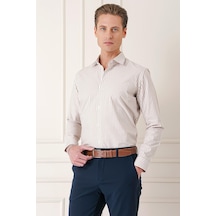 Efor Slim Fit Dikine Çizgili %100 Pamuk Klasik Bej Beyaz Gömlek Gk 721 Bej Efor Slim Fit Dikine Çizgili %100 Pamuk Klasik Bej Beyaz Gömlek Gk 721 Bej