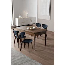 Canisa Exve Serisi 80x132 Açılabilir Barok Ahşap Desen Masa Takımı Ve 4 Antrasit Sandalye Masa Barok Ahşap Desen Sandalyeler Antrasit
