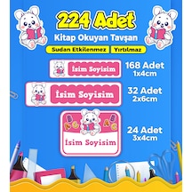 Sevimli Tavşan Temalı Okul Kreş Kişiye Özel İsim Etiket Seti - Model 167 Çok Renkli
