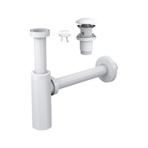 Suera Moon Ayarlanabilir Lavabo Sifonu + Elixir Pop-up Set Parlak Beyaz- Taşma Delikli