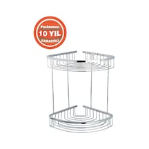Çelik Banyo Paslanmaz Pirinç Destina 2'li 19x19 Cm Şampuanlık Süngerlik Köşelik Krom