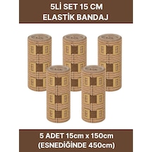 Elastik Bandaj Seti 5 Li 5x15cm 20 Klipsli 4,5 Metreye Kadar Uzar, Spor Ve Günlük Kullanım