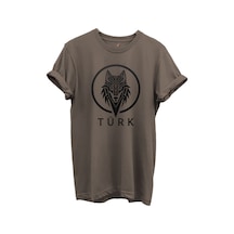 Kurt Ve Türk Özel Koleksiyon Serisi-6 Tasarım Baskılı %100 Pamuk T-shirt Kahverengi