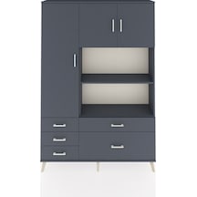 Arges Dolap 7 Raflı 5 Çekmeceli 3 Kapaklı 132x30x195 Antrasit-antrasit/antrasit Antrasıt/antrasıt