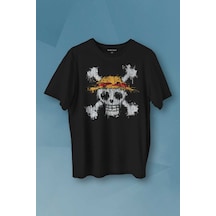 Şapkalı One Piece Anime Baskılı Tişört Unisex T-shirt 001
