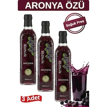Hanzade Bitkisel Aronya Özü 500 Ml X 3 Adet Soğuk Pres, Yoğun Tat, Cam Şişe