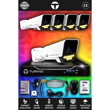 Turkno 5 Kameralı Supia 5 Dış Kamera Set 320 GB 5 MP 2K Net Renkli Gece Görüşlü Güvenlik Kamerası Sistemi