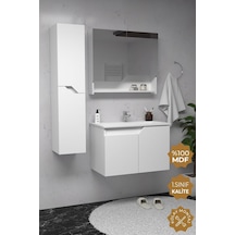 Teta Home Napoli 80 Cm Mdf Banyo Dolabı Seti + Boy Dolabı Beyaz Çok Renkli