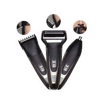 3'lü Set Saç Sakal Kesme Tıraş Traş Makinesi Burun Kılı Alma 3ü1 Pro Model Erkek Bakım Set