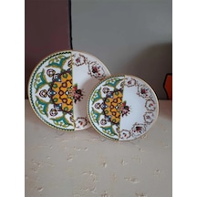 Fermato 12 Parça 6 Kişilik Porselen Pasta Ve Servis Tabağı Seti Verde Serisi Çok Renkli