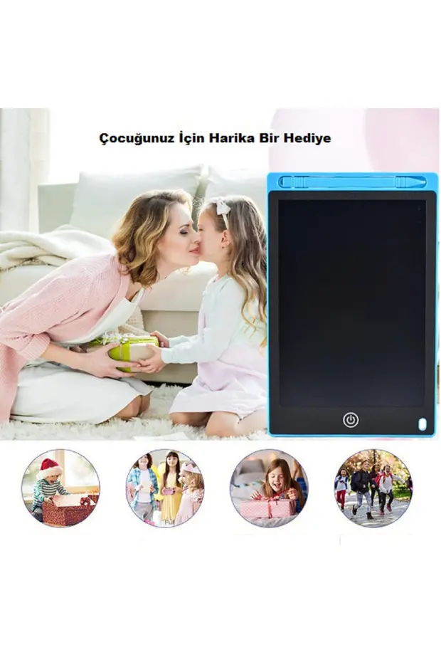 12" Renkli Dijital Yazı Tahtası 12 Inc Grafik Tablet Dijital Not Tahtası Yaz Sil Dijital Not Tahtası Mavi