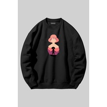 One Piece Luffy Baskılı Unisex Siyah Bisiklet Yaka Sweatshirt Bisikletluffy