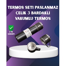 500 Ml Isı Korumalı Çelik Termos Ve Bardak Seti Silikon Tabanlı, Şık Ve Pratik Çok Renkli