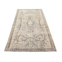 El Dokuma Vintage Salon Halısı 170x285 Krem Kahve Eskitme Halı Kahverengi - Krem