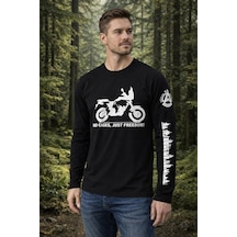 Aybaak Fit Freedom Enduro Motorsiklet Baskılı Uzun Kol Tişört Siyah