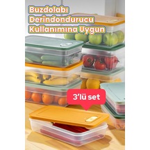 Buzdolabı Saklama Kabı 3'lü Set 1 2,5-3,8-5 Lt Renkli Kiltli Ka