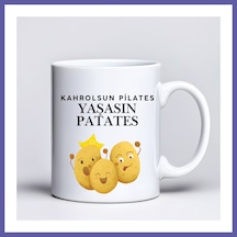 Bezos Kahrolsun Pilates Yaşasın Patates Komik Tasarım Kupa Model 229 Eğlenceli Baskılı Seramik Kahve Kupası Nıda Çok Renkli