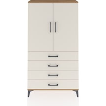Arges Dolap Tek Raflı 4 Çekmeceli Tek Askılı 88x30x163 Çam-ay... Çam