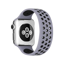 Watch 38mm Ayarlı Delikli Silikon Kordon - Gri-siyah Diğer