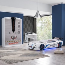 Setaymobilya Sports Çocuk Odası -Mercedes Arabalı Yatak, Dolap, Masa - Beyaz