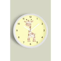 Sevimli Zürafa Çocuk Odası Duvar Saati - 30cm - Önü Camlı Beyaz Kasa - Sessiz Mekanizma-jh1106 Beyaz