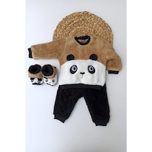 Mai Perla Panda Nakışlı Welsoft Peluş 3'lü Bebek Takım Siyah