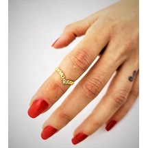 GOLD KAPLAMA KARARMAZ TAÇ FİGÜR ALTTAN AYARLI EKLEM YÜZÜK-YÜZÜK14 Altın